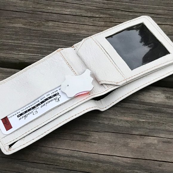 Father day Wallet White Real Leather Photo ID Hold - Picture 8 of 10